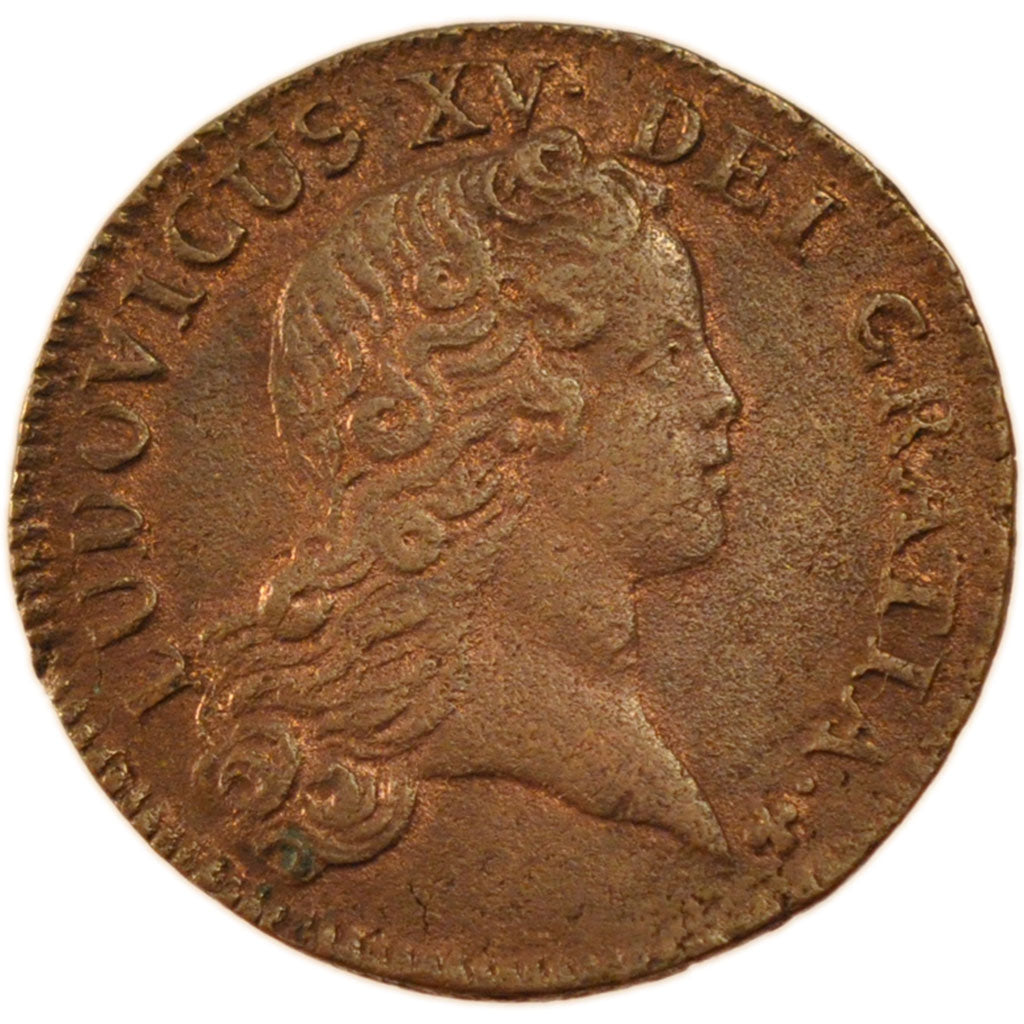 FRANCE, Sol au buste enfantin, Sol, 1719, Paris, KM #439.1, EF(40-45), Copper,..