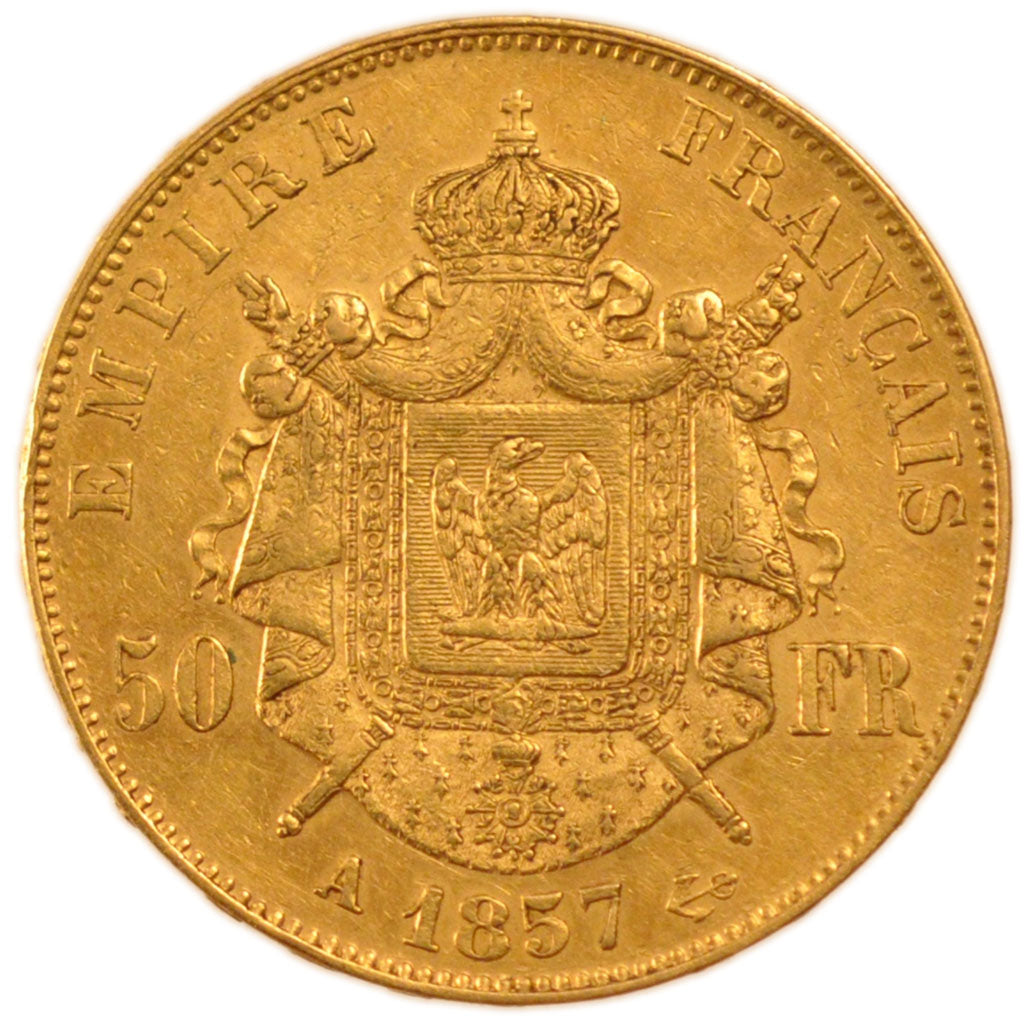 FRANCE, Napoléon III, 50 Francs, 1857, Paris, EF(40-45), Gold, Gadoury #1111, 1.