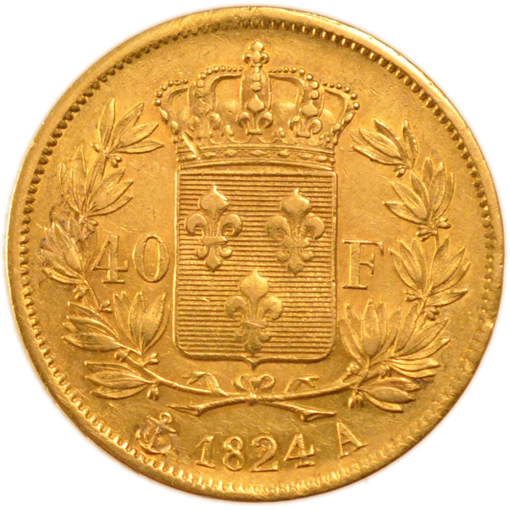 FRANCE, Charles X, 40 Francs, 1824, Paris, EF(40-45), Gold, Gadoury #1105, 12.90