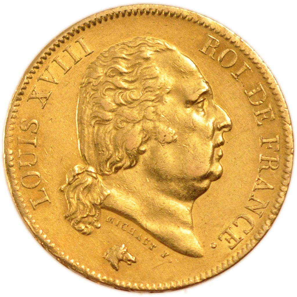 FRANCE, Louis XVIII, 40 Francs, 1817, Paris, AU(50-53), Gold, Gadoury #1092,...