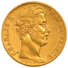 FRANCE, Charles X, 20 Francs, 1828, Paris, KM #726.1, AU(50-53), Gold, Gadoury..