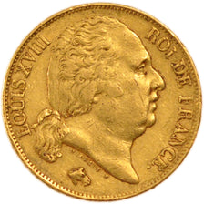 Louis XVIII, 20 Francs or Buste nu