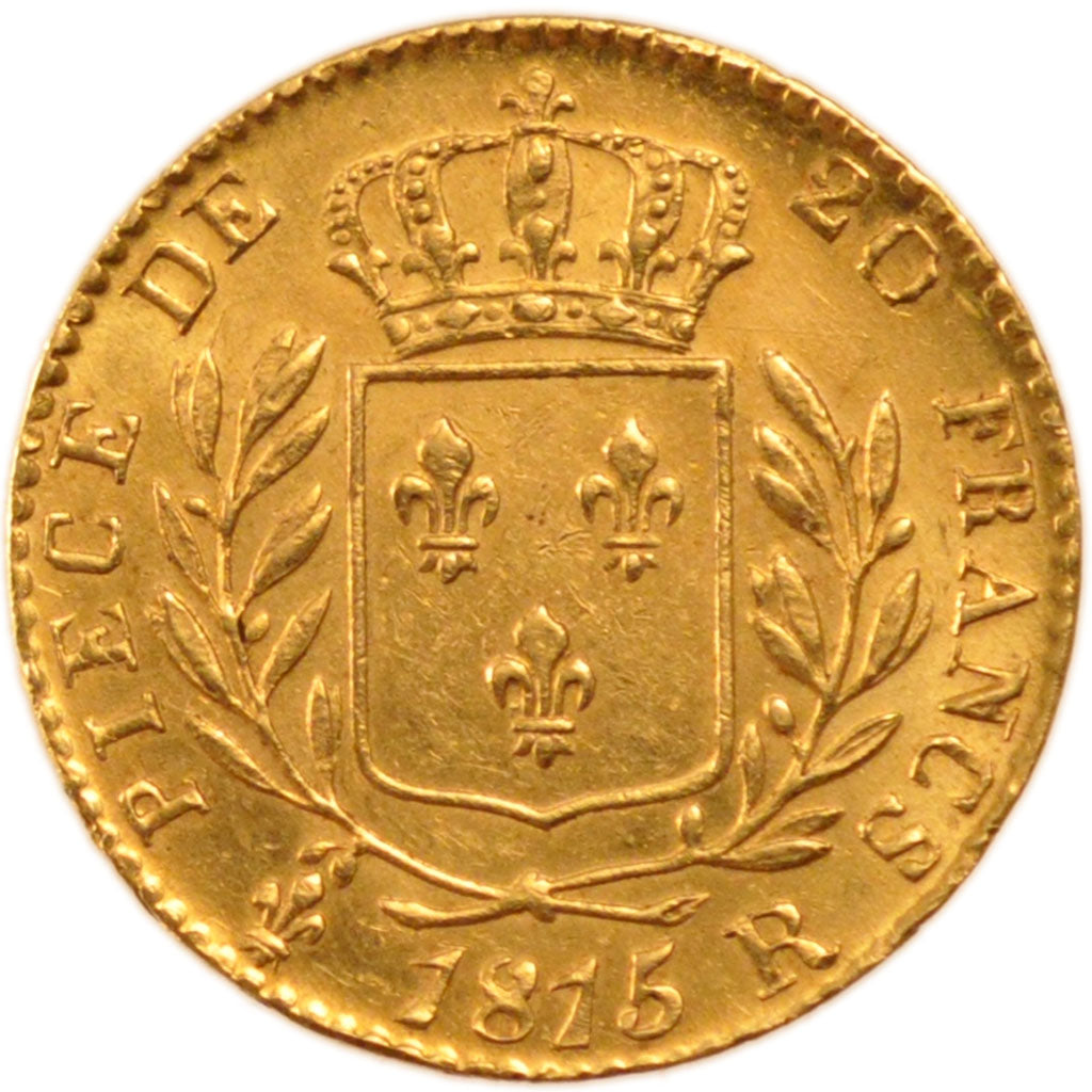 FRANCE, 20 Francs, 1815, London, AU(55-58), Gold, Gadoury #1027, 6.50