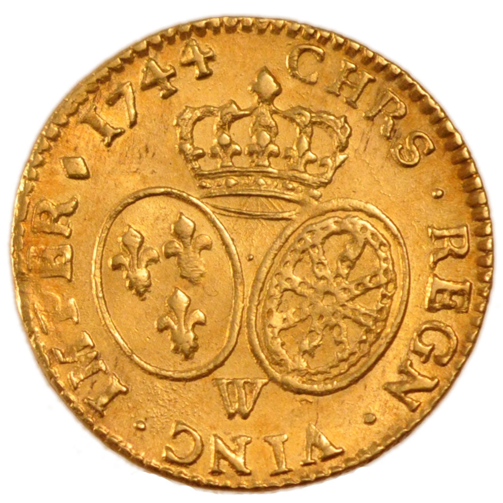 FRANCE, Louis d'or au bandeau, Louis d'Or, 1744, Lille, AU(55-58), Gold,...