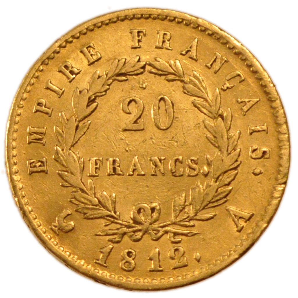FRANCE, Napoléon I, 20 Francs, 1812, Paris, EF(40-45), Gold, Gadoury #1025, 6.40