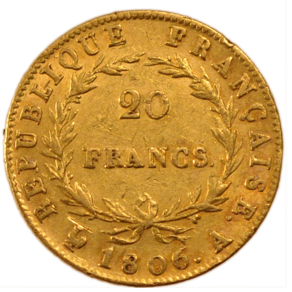 FRANCE, Napoléon I, 20 Francs, 1806, Paris, EF(40-45), Gold, Gadoury #1023, 6.40