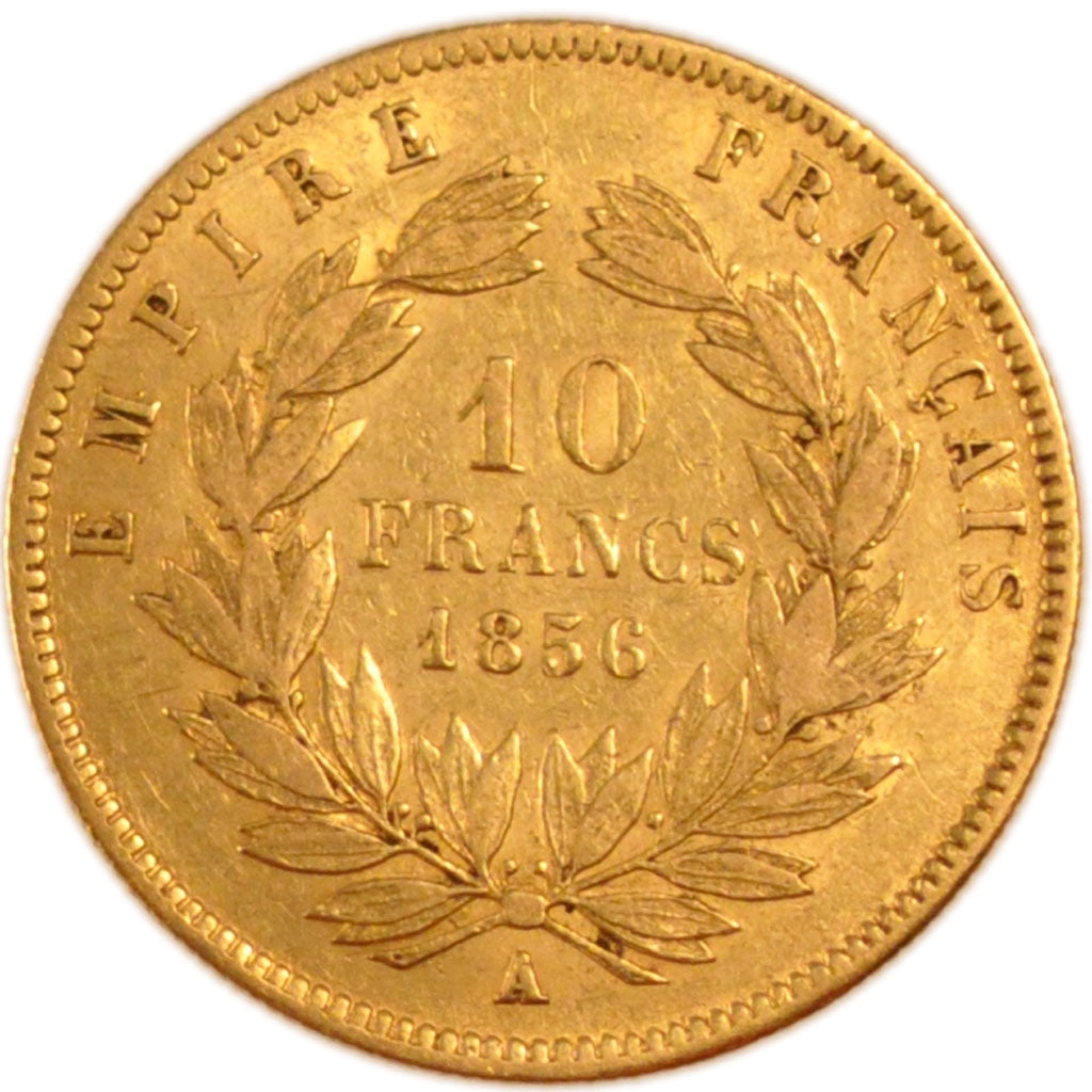 FRANCE, Napoléon III, 10 Francs, 1856, Paris, EF(40-45), Gold, Gadoury #1014, 3.