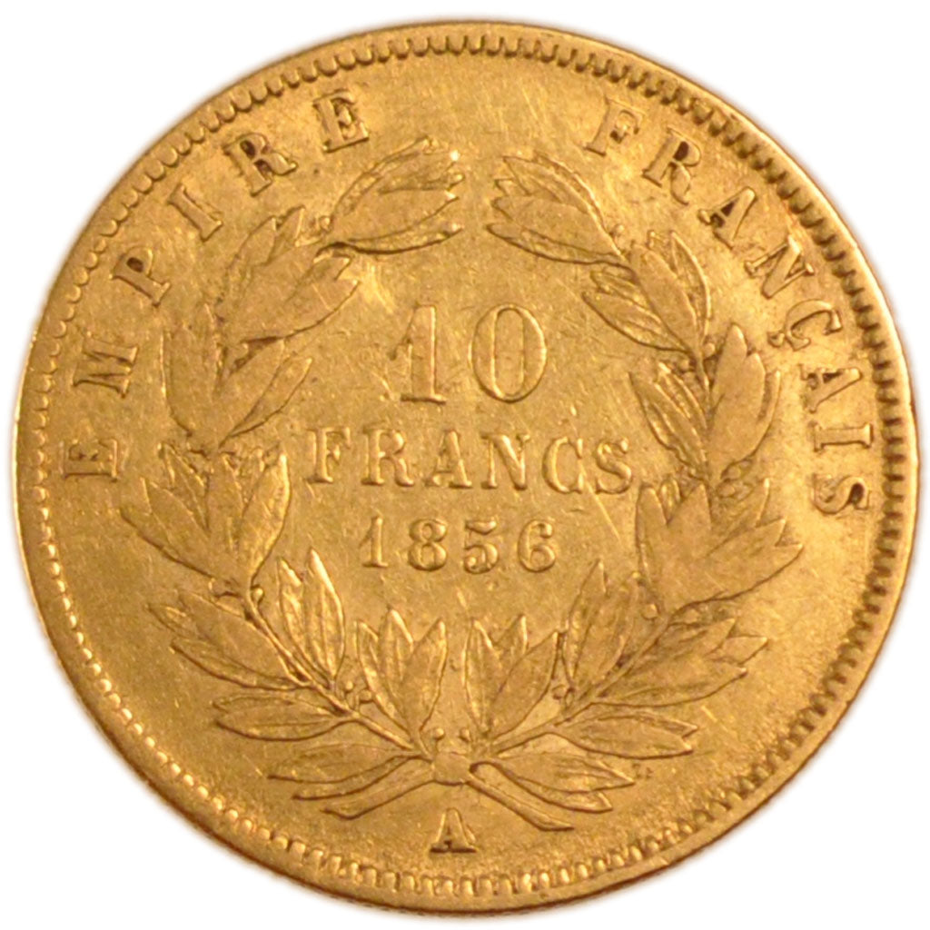 FRANCE, Napoléon III, 10 Francs, 1856, Paris, VF(30-35), Gold, Gadoury #1014, 3.