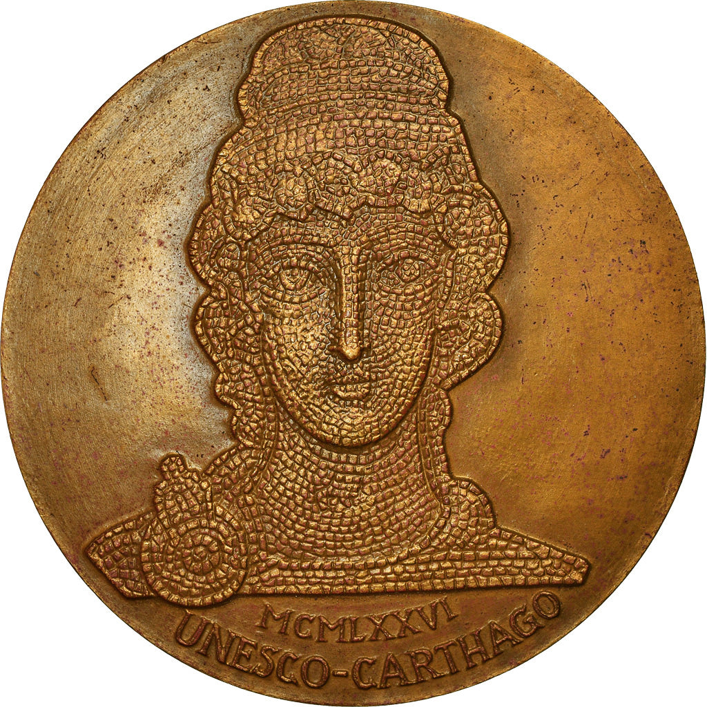 France, Medal, Unesco, Sauvegarde des Monuments de Carthage, 1976, Tschudin