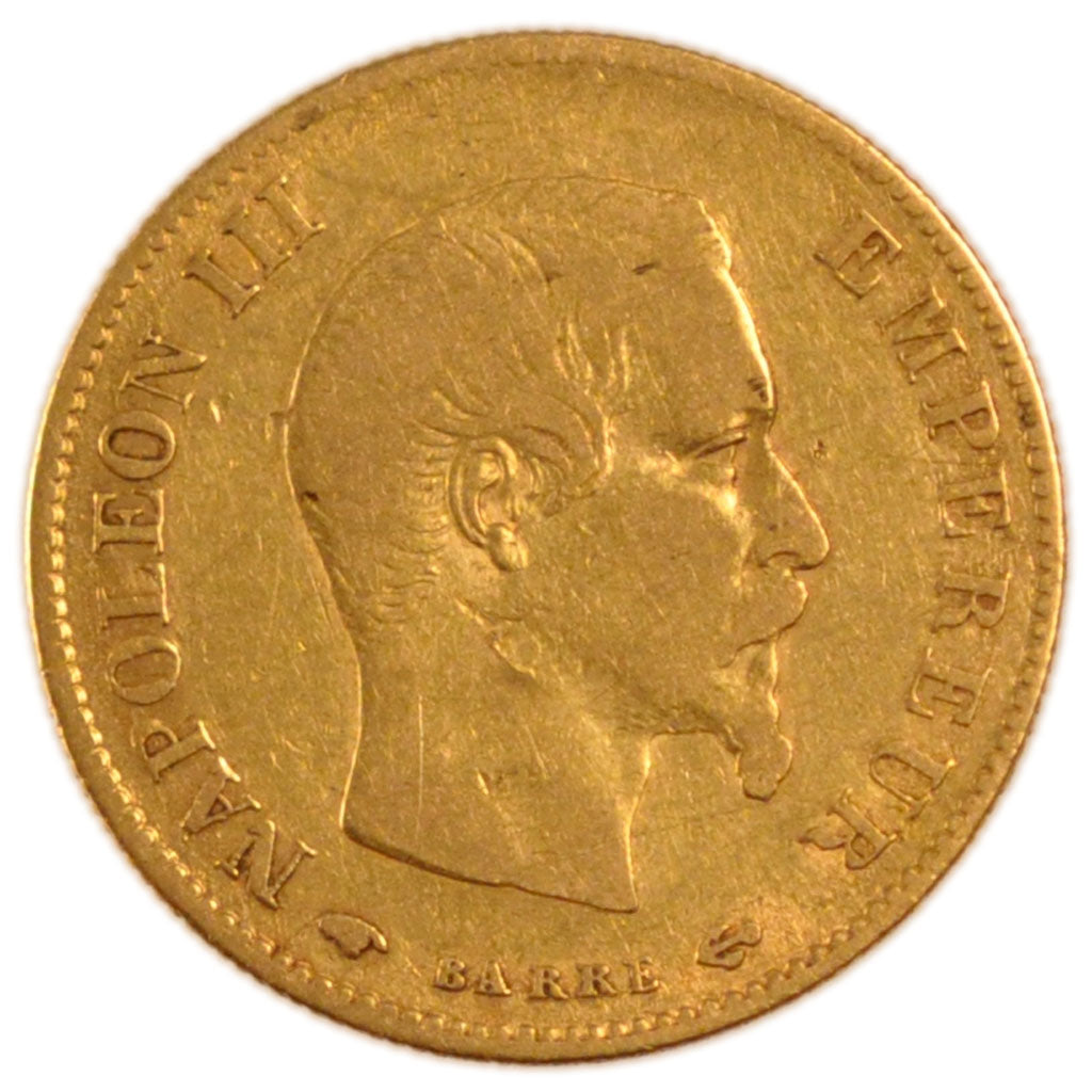 Francia, Napoleon III, Napoléon III, 10 Francs, 1859, Paris, MB+, Oro, Gadou...