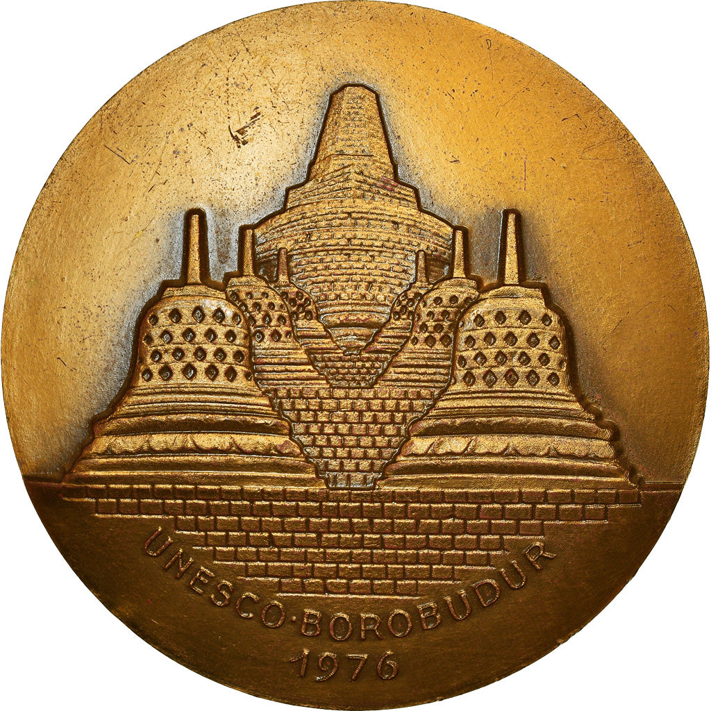 France, Médaille, Unesco, Borobudur, 1976, Simon, TTB+, Bronze