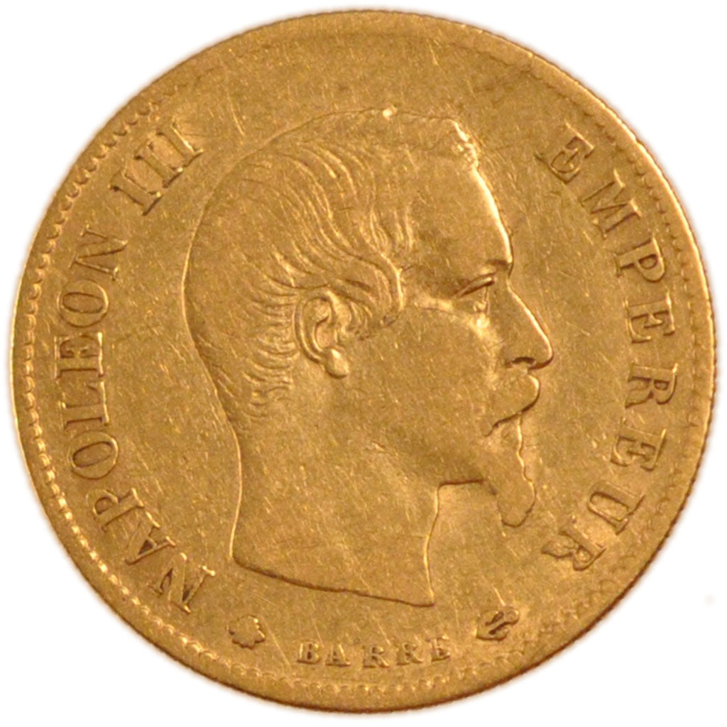 FRANCE, Napoléon III, 10 Francs, 1860, Strasbourg, VF(30-35), Gold, Gadoury #...