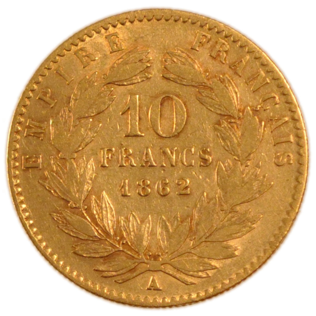 FRANCE, Napoléon III, 10 Francs, 1862, Paris, VF(30-35), Gold, Gadoury #1015, 3.