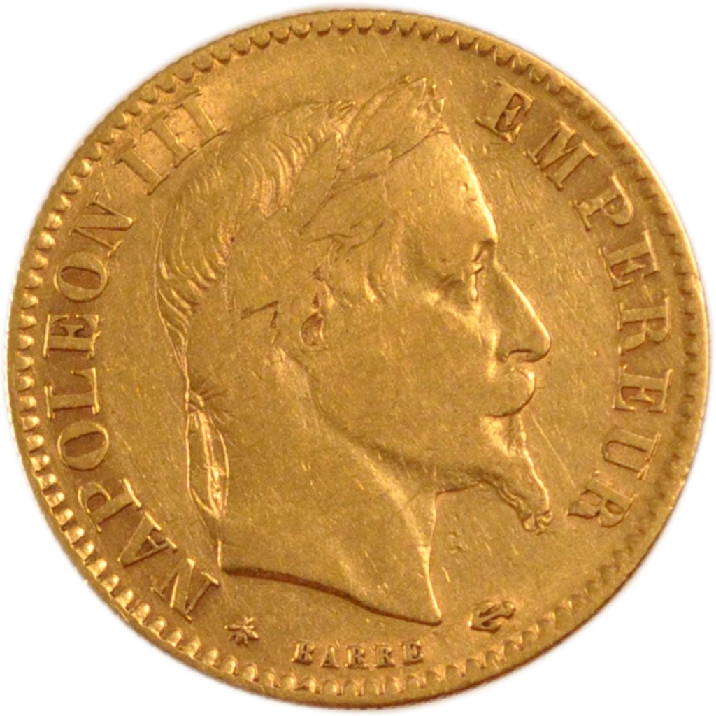 Francia, Napoleon III, Napoléon III, 10 Francs, 1864, Paris, MB+, Oro, KM:80...