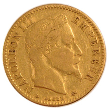 FRANCE, Napoléon III, 10 Francs, 1863, Strasbourg, KM #800.2, VF(30-35), Gold, G