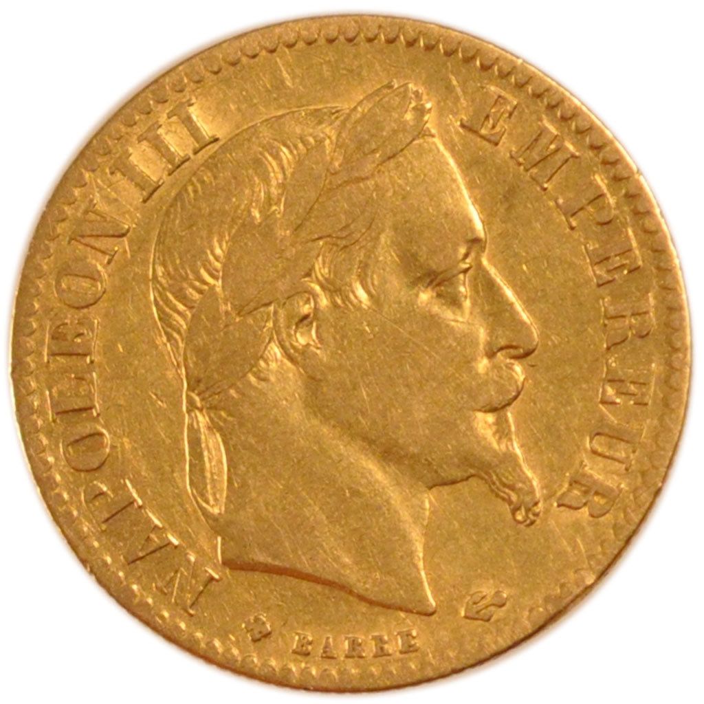 FRANCE, Napoléon III, 10 Francs, 1865, Strasbourg, EF(40-45), Gold, Gadoury #...