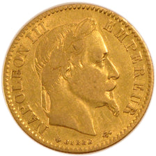 FRANCE, Napoléon III, 10 Francs, 1866, Strasbourg, EF(40-45), Gold, Gadoury #...