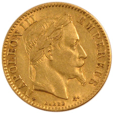 FRANCE, Napoléon III, 10 Francs, 1867, Strasbourg, KM #800.2, AU(50-53), Gold, G