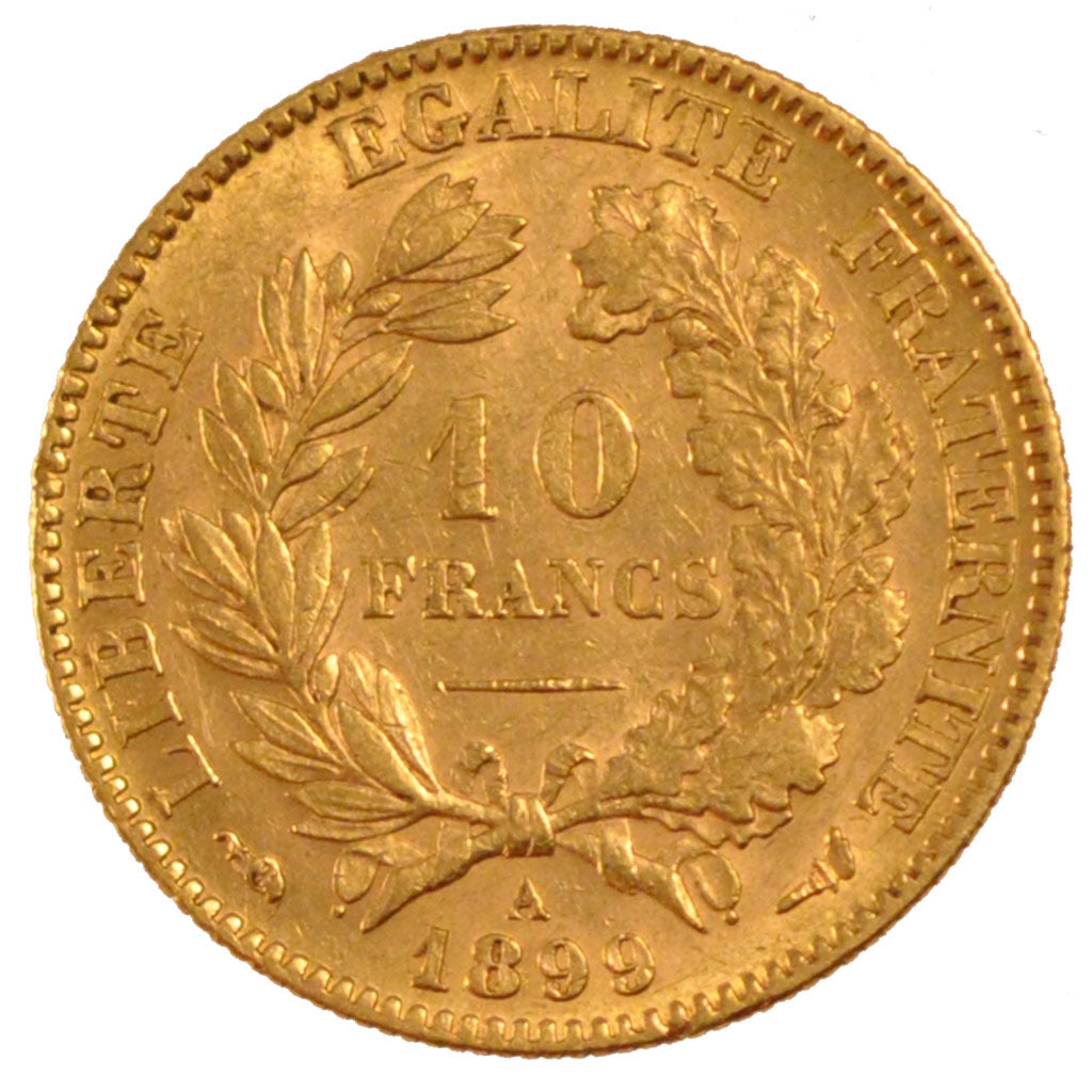 FRANCE, Cérès, 10 Francs, 1899, Paris, KM #830, AU(55-58), Gold, Gadoury #1016, 
