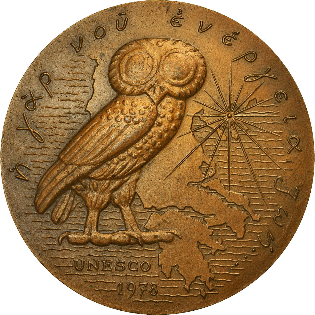 France, Medal, UNESCO, Aristote, 1978, Leognany, AU(50-53), Bronze