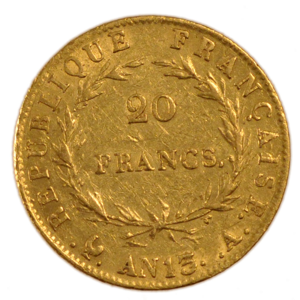 FRANCE, 20 Francs, 1804, Paris, EF(40-45), Gold, Gadoury #1022, 6.40