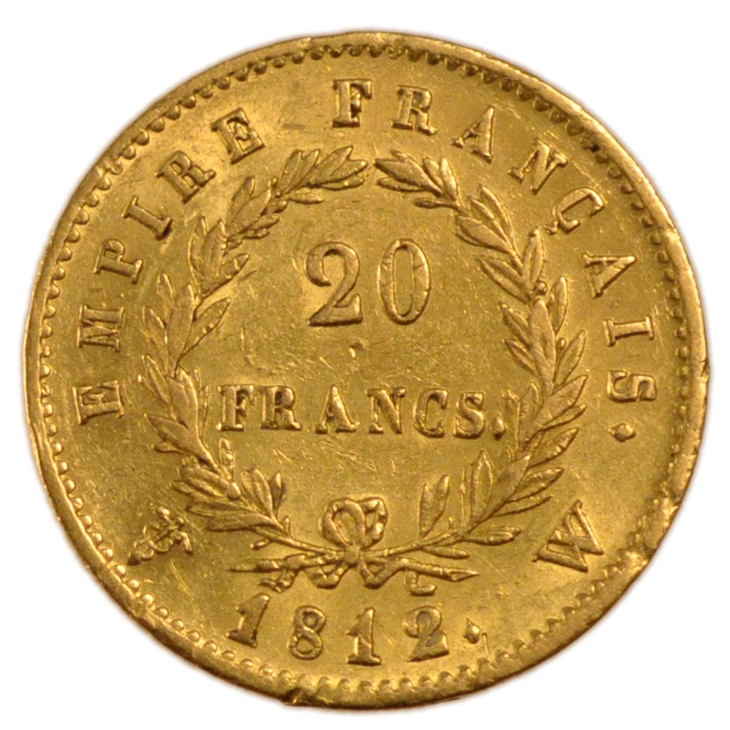 FRANCE, Napoléon I, 20 Francs, 1812, Lille, AU(50-53), Gold, Gadoury #1025, 6.40