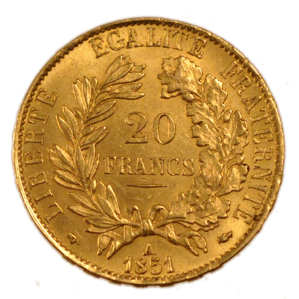 FRANCE, Cérès, 20 Francs, 1851, Paris, AU(55-58), Gold, Gadoury #1059, 6.40