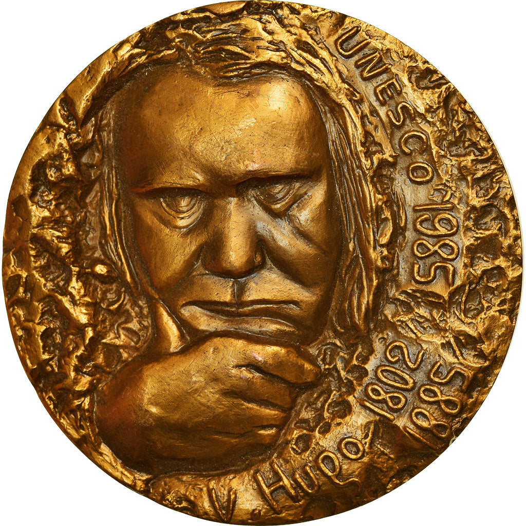 France, Medal, UNESCO, Victor Hugo, 1985, AU(55-58), Bronze