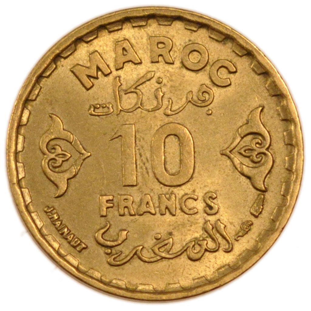 Morocco, 10 Francs, 1951, MS(60-62), Aluminium-Bronze, Lecompte #262, 3.00