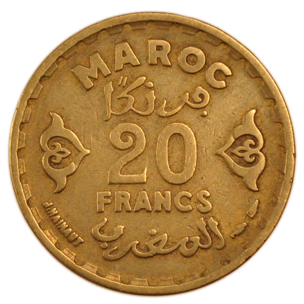Morocco, 20 Francs, 1951, EF(40-45), Aluminium-Bronze, Lecompte #277, 3.80