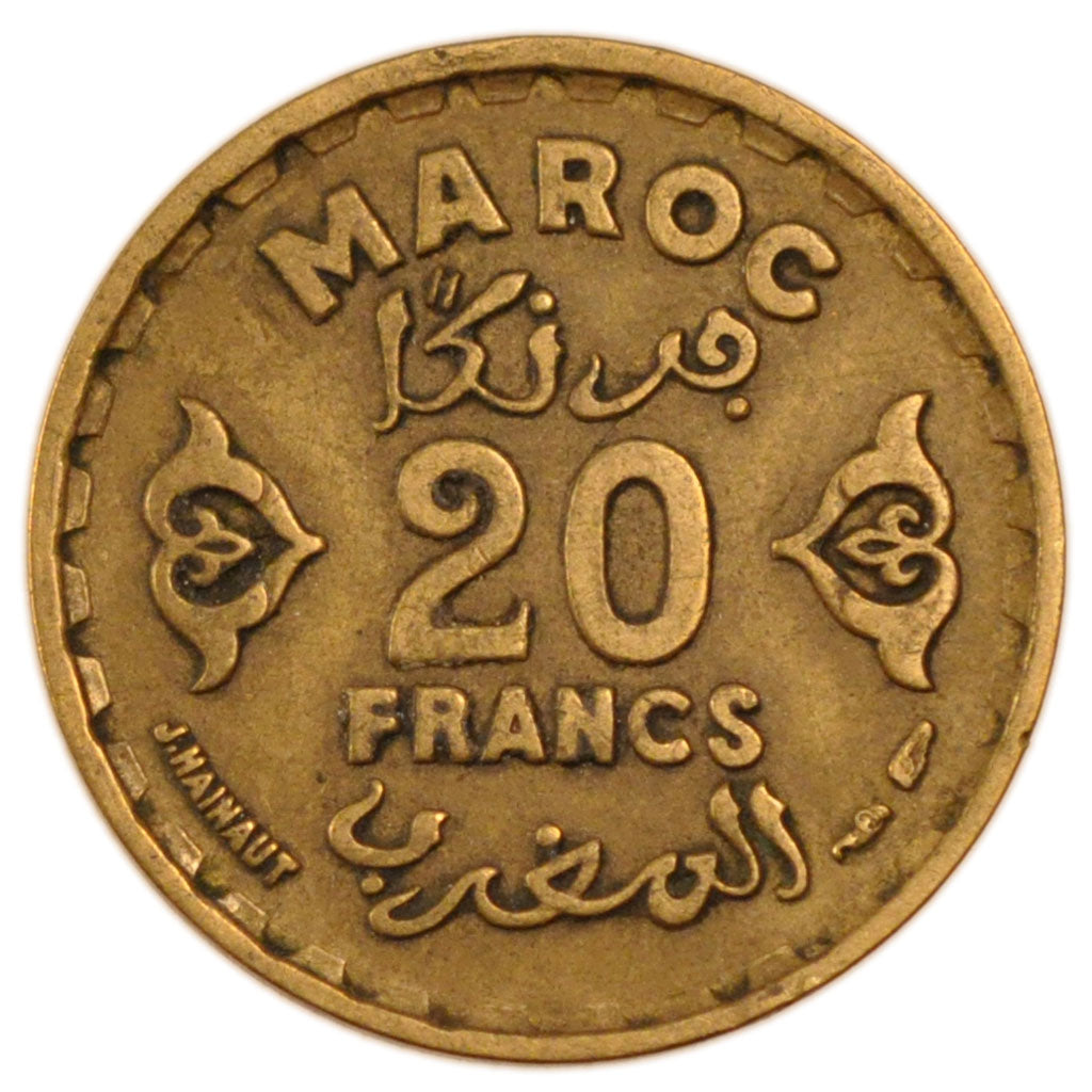 Morocco, 20 Francs, 1951, EF(40-45), Aluminium-Bronze, Lecompte #277, 4.00