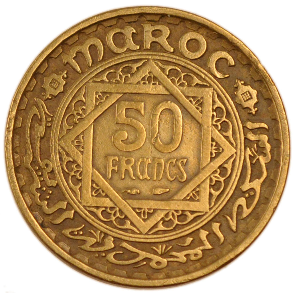 Morocco, 50 Francs, 1951, EF(40-45), Aluminium-Bronze, Lecompte #281, 7.90