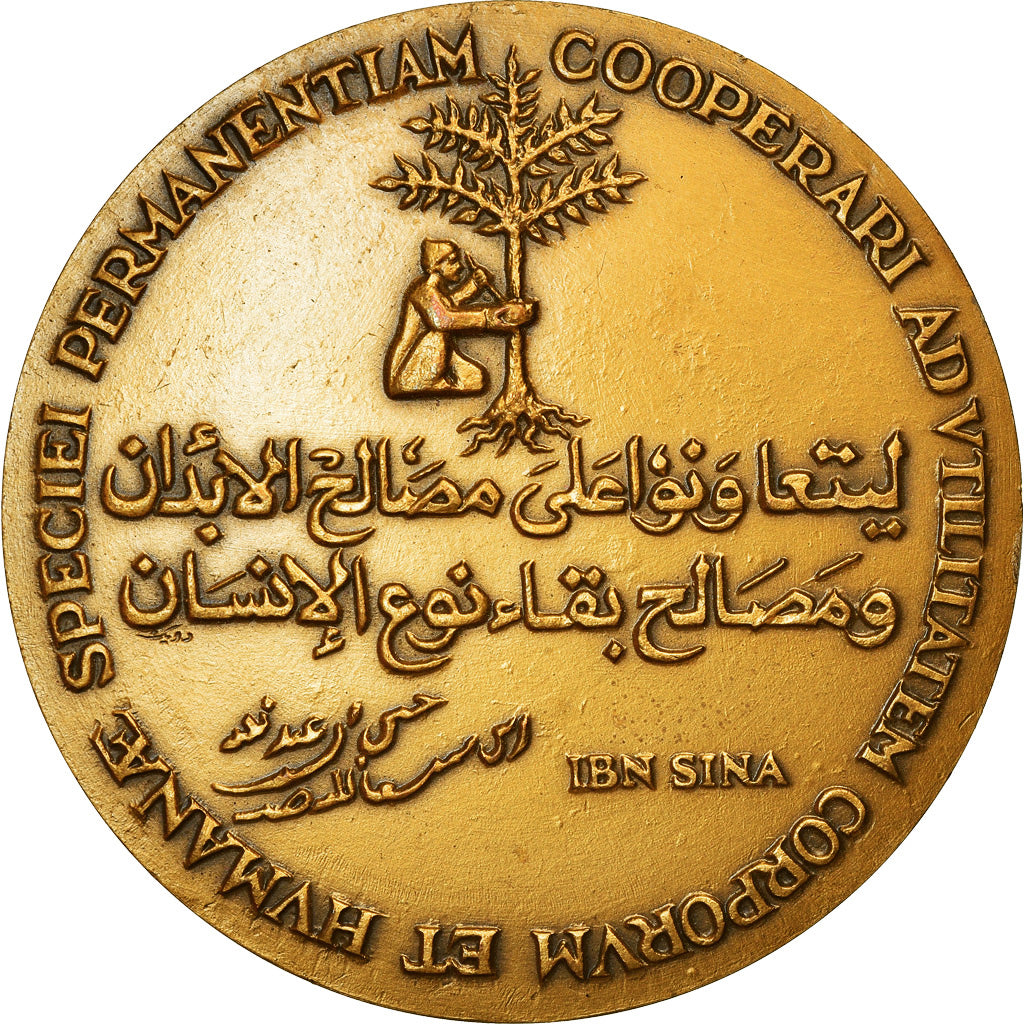 Francia, medaglia, UNESCO, Avicenna, Ibn Sina, 1980, Douek, SPL-, Bronzo dorato