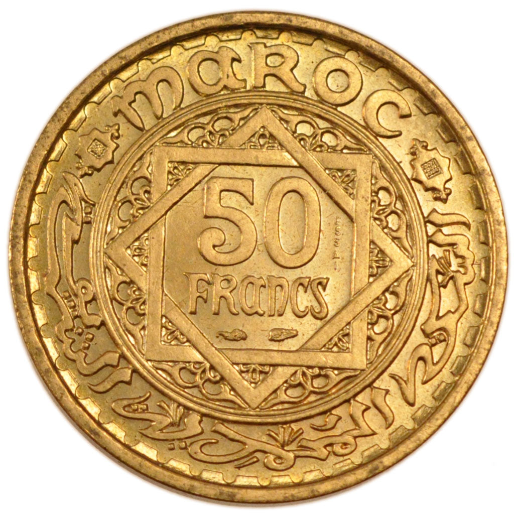 Morocco, 50 Francs, 1951, MS(65-70), Aluminium-Bronze, Lecompte #279, 8.00