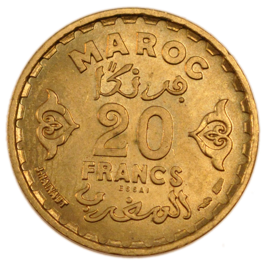 Morocco, 20 Francs, 1951, MS(65-70), Aluminium-Bronze, Lecompte #276, 4.00