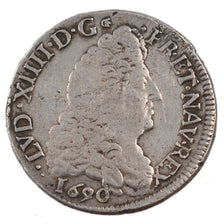 FRANCE, 1/2 Ecu, 1690, Troyes, VF(30-35), Silver, Gadoury #184, 13.30