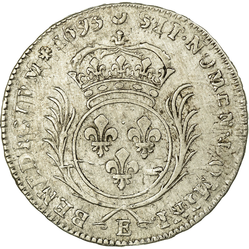 Moneta, Francia, 1/2 Ecu, 1693, Tours, MB+, Argento, Gadoury:185