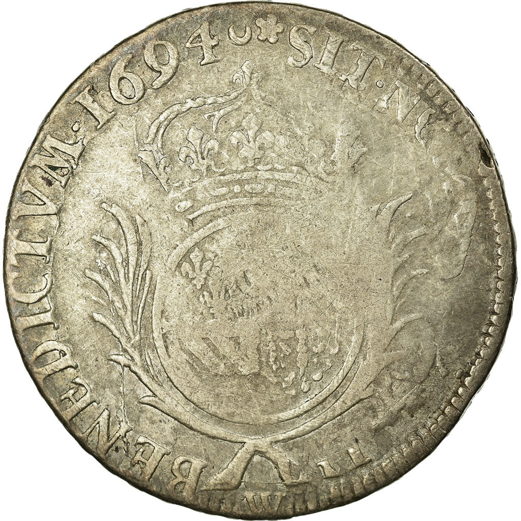 Monnaie, France, Louis XIV, 1/2 Écu de Flandre aux palmes, 1/2 Ecu, 1694