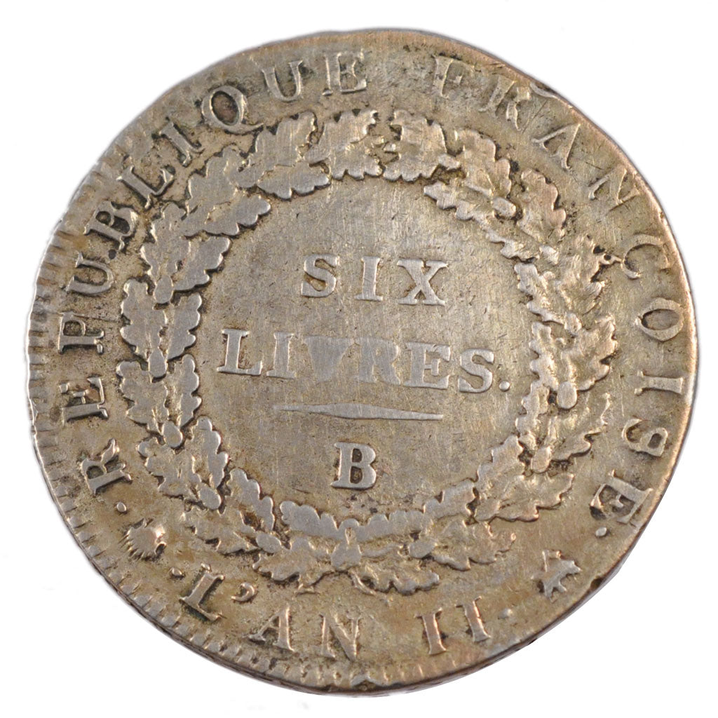 FRANCE, Ecu de 6 Livres, 1794, Rouen, EF(40-45), Silver, Gadoury #60, 28.70