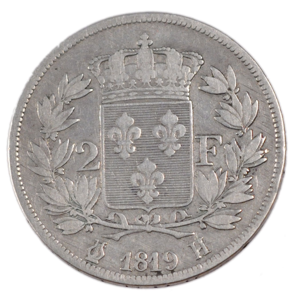 FRANCE, Louis XVIII, 2 Francs, 1819, Paris, KM #710.1, VF(30-35), Silver,...