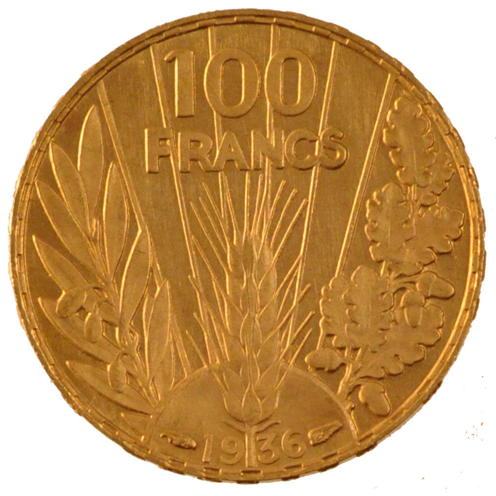 FRANCE, Bazor, 100 Francs, 1936, Paris, KM #880, MS(60-62), Gold, Gadoury...