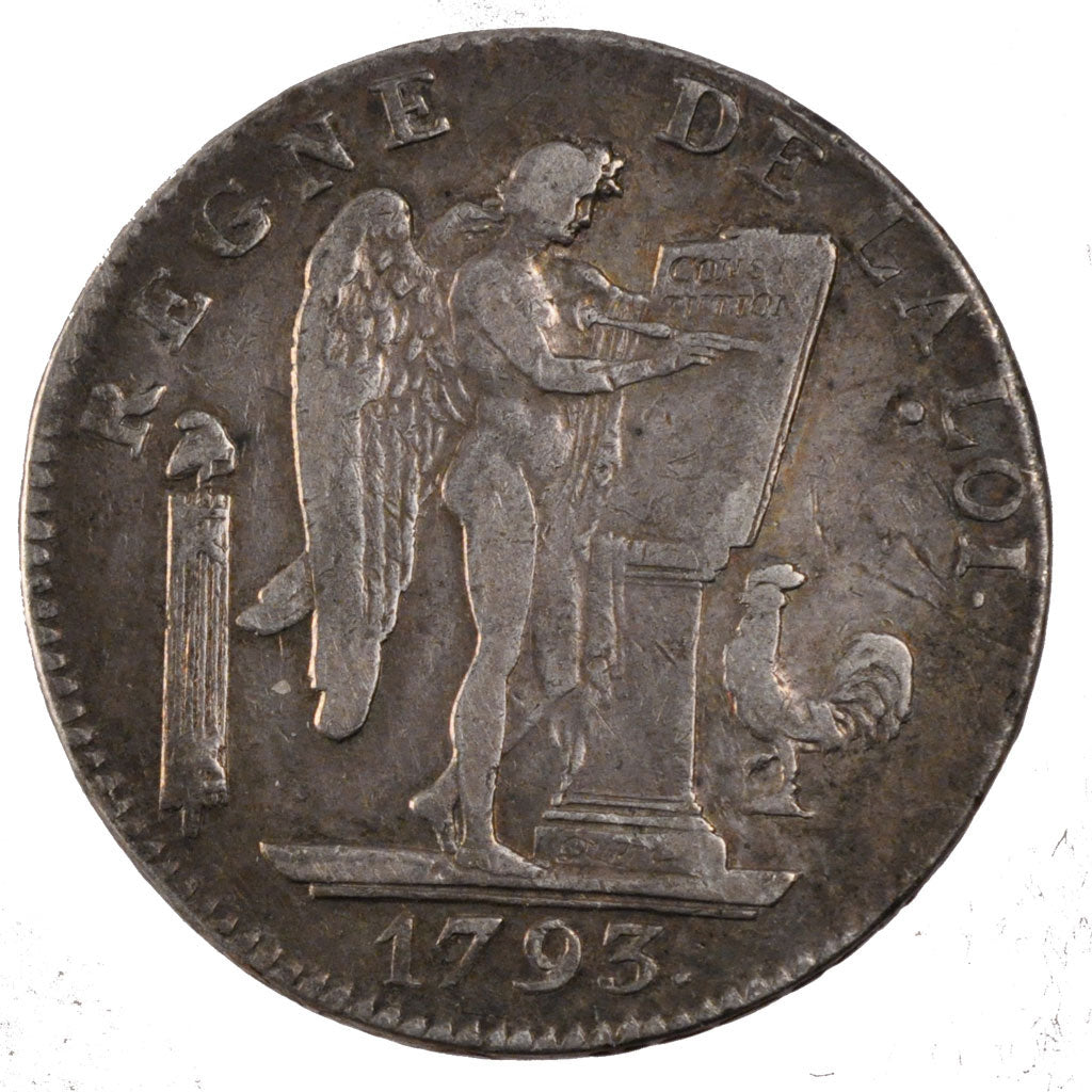 FRANCE, Écu de 6 livres françoise, 6 Livres, 1793, Paris, KM #624.1, EF(40-45),