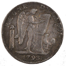 FRANCE, Écu de 6 livres françoise, 6 Livres, 1793, Paris, KM #624.1, EF(40-45),