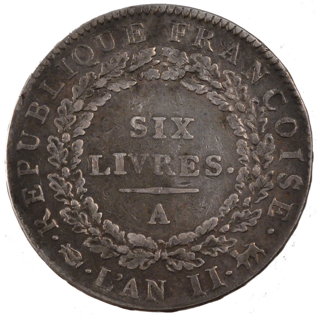 FRANCE, Écu de 6 livres françoise, 6 Livres, 1793, Paris, KM #624.1, EF(40-45),