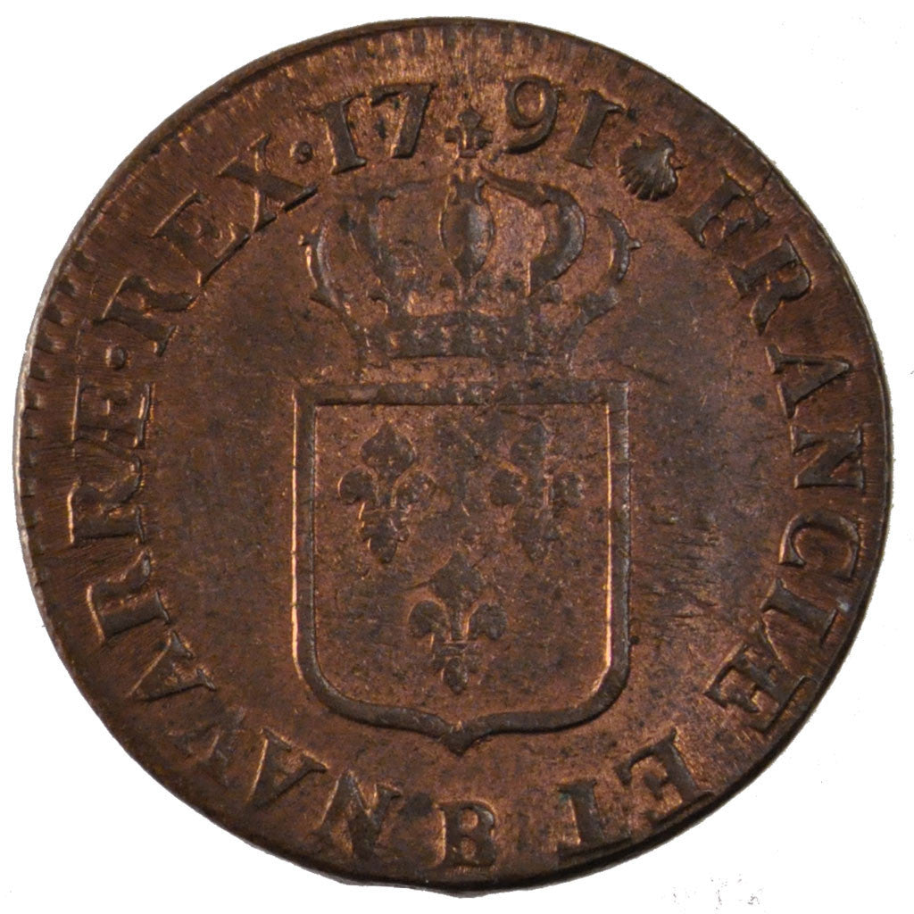FRANCE, Sol ou sou, Sol, 1791, Rouen, KM #578.3, MS(60-62), Copper, Gadoury...