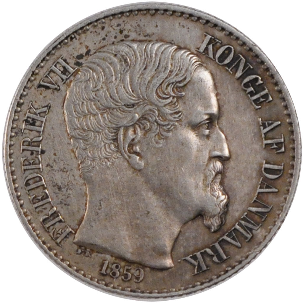 DANISH WEST INDIES, 10 Cents, 1859, Copenhagen, KM #66, AU(55-58), Silver, 3.62