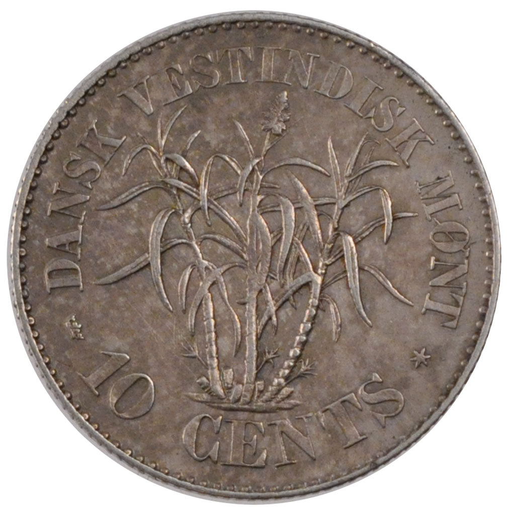 DANISH WEST INDIES, 10 Cents, 1859, Copenhagen, KM #66, AU(55-58), Silver, 3.62