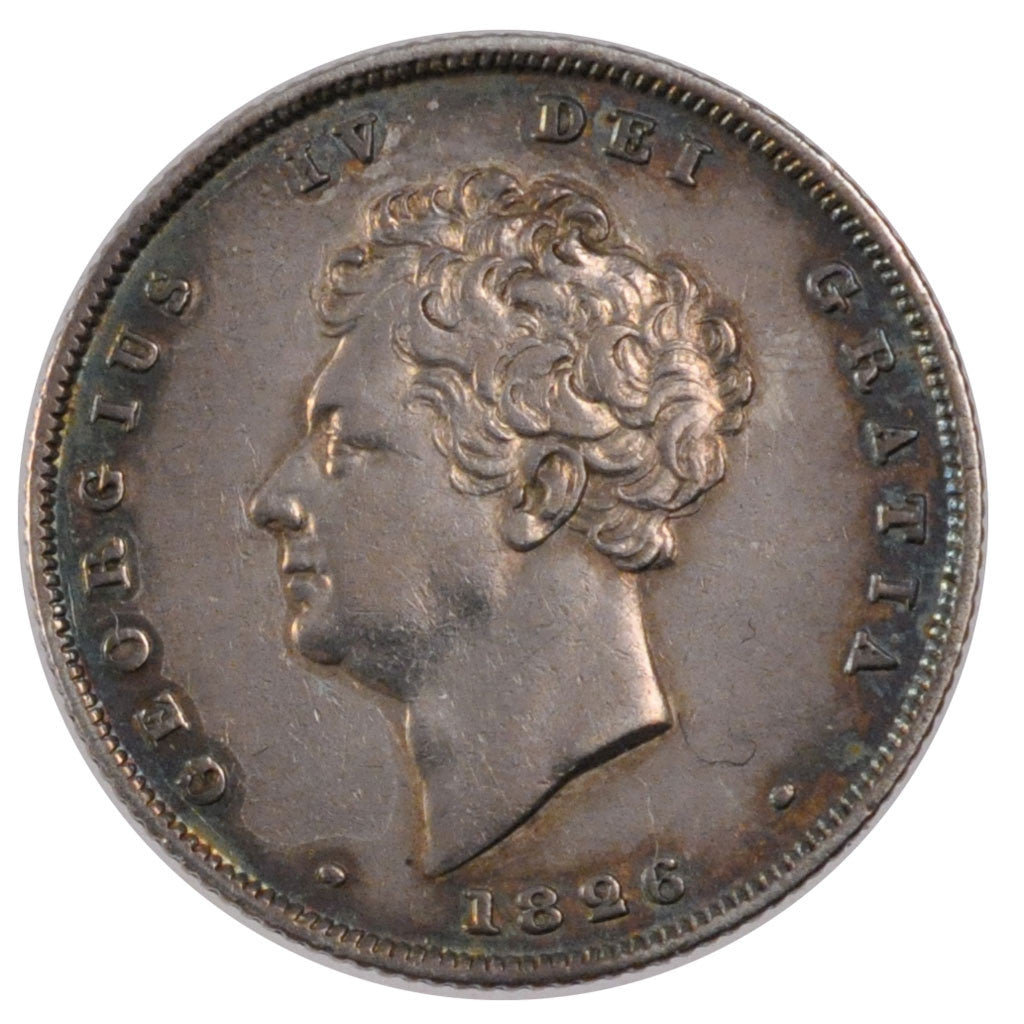 GREAT BRITAIN, Shilling, 1826, KM #694, AU(55-58), Silver, 5.68