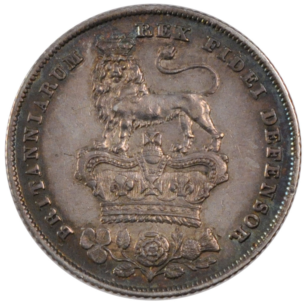 GREAT BRITAIN, Shilling, 1826, KM #694, AU(55-58), Silver, 5.68