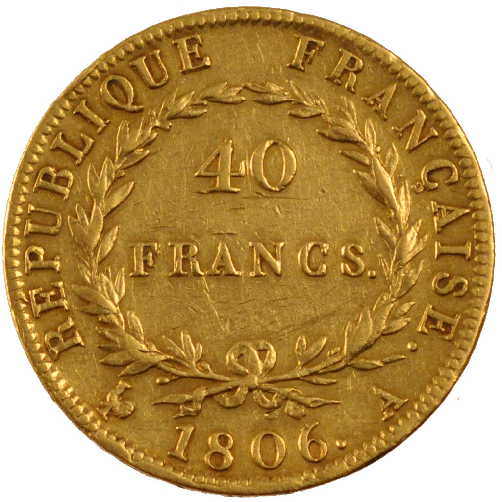 FRANCE, Napoléon I, 40 Francs, 1806, Paris, KM #675.1, EF(40-45), Gold, Gadoury 